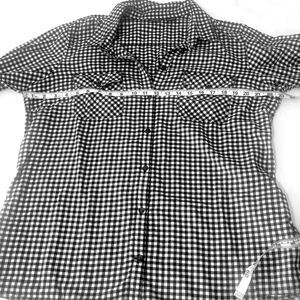 Eddie Bauer  Flannel Button Down Shirt Size Tall XXL Black And White